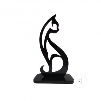 Escultura minimalista Gato preto Acrilico preto