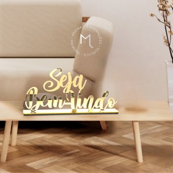 Escrito decorativo Seja Bem vindo espelhado - Dourado
